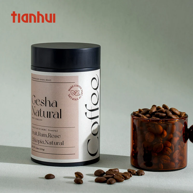 Tianhui Simple Small Round Airtight Coffee Beans Tin Cans Spice Powder Canister Food Grade