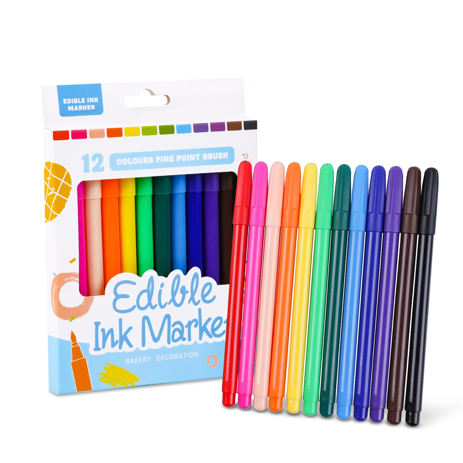 12-Color Baked double head edible coloring pen fondant cookie macaron edible ink mini maeker pen for bakery food writing pens