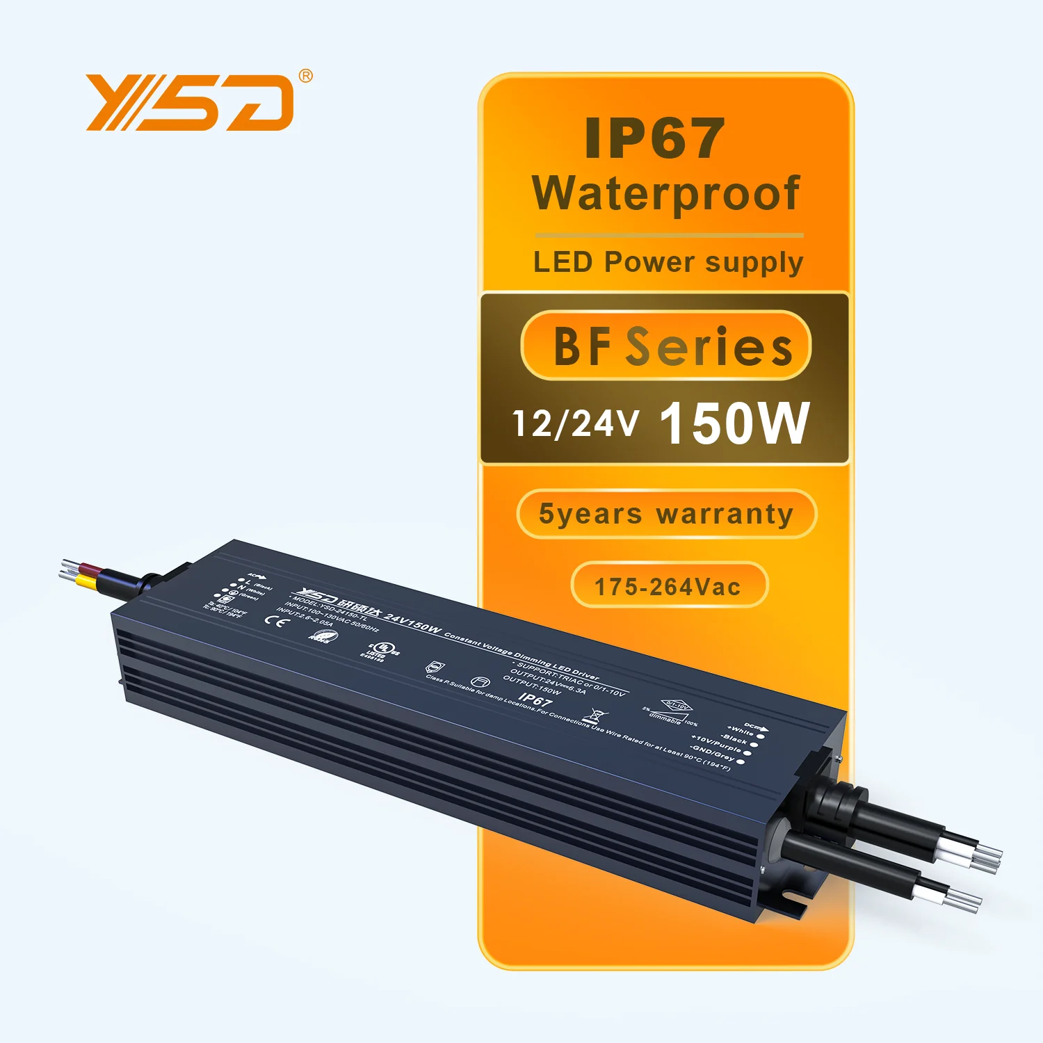YSD 12V 24V DC LED Power Supply transformer 60W 100W 100W 150W 200W 300W  Triac Dimmable LED Driver for led lighting