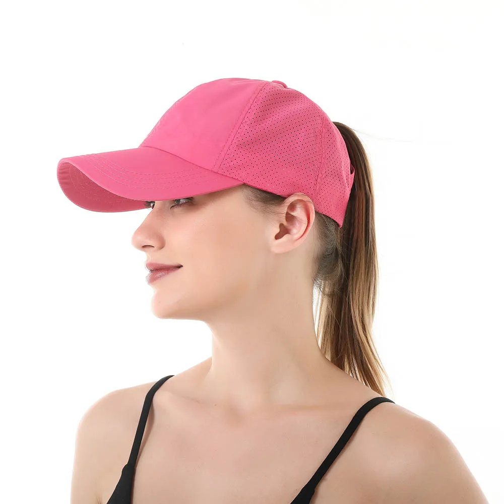 New Ponytail Hats With Custom Logo Ponytail Mesh Air Hole Baseball Cap For Women Ladies Pony Tail Hats Embroidery High Quality