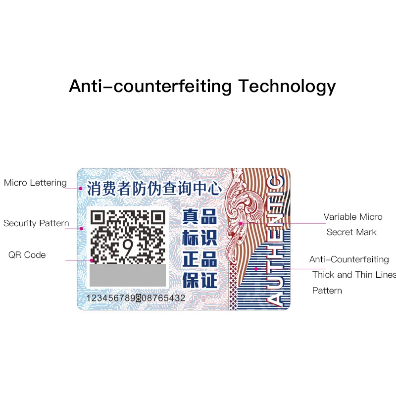High quality Self Adhesive Stickers Labels QR Code Anti-counterfeit label