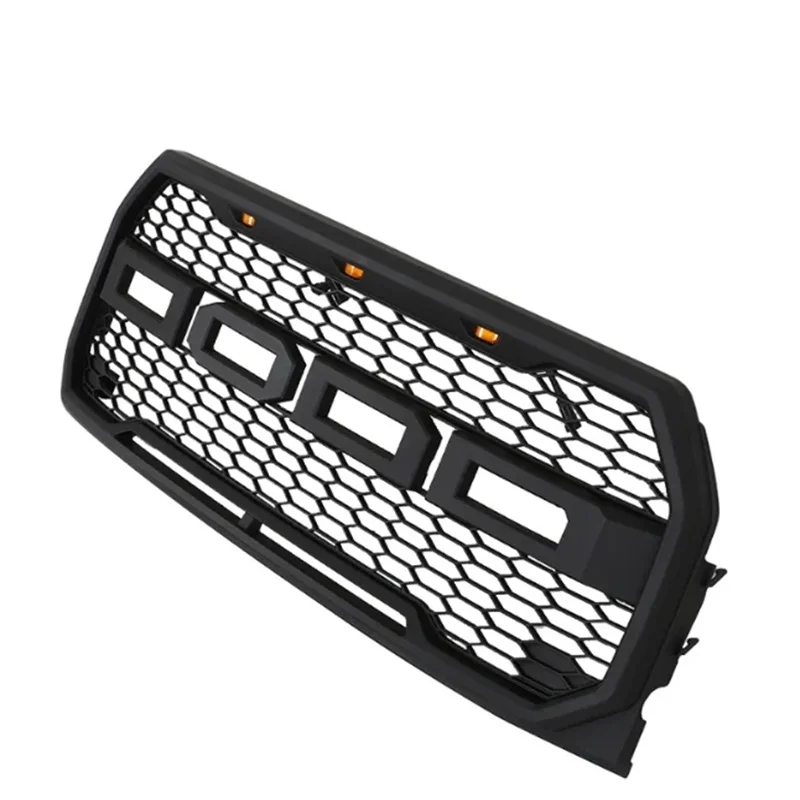Raptor Style Black Replacement Mesh Grille+shell+white Led Light Fit For Ford F150 2015 2016 2017 for ford f150 grill