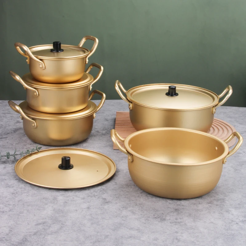 Gold Cookware Soup Pot Aluminum Casserole Kitchen Cookware Sets With Lid