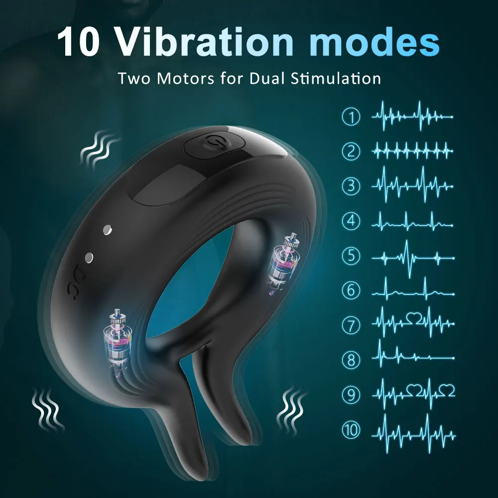 10-frequency vibrating cock ring silicone penis ring vibrator adult toy for male and female sex