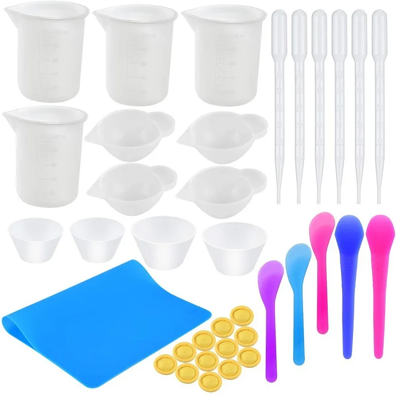 
Resin Mixing Tools Starter-Kit Hand Making DIY Resin Measuring Mixing Cups Silicone Mat Stainless Stirring Rod Tools 