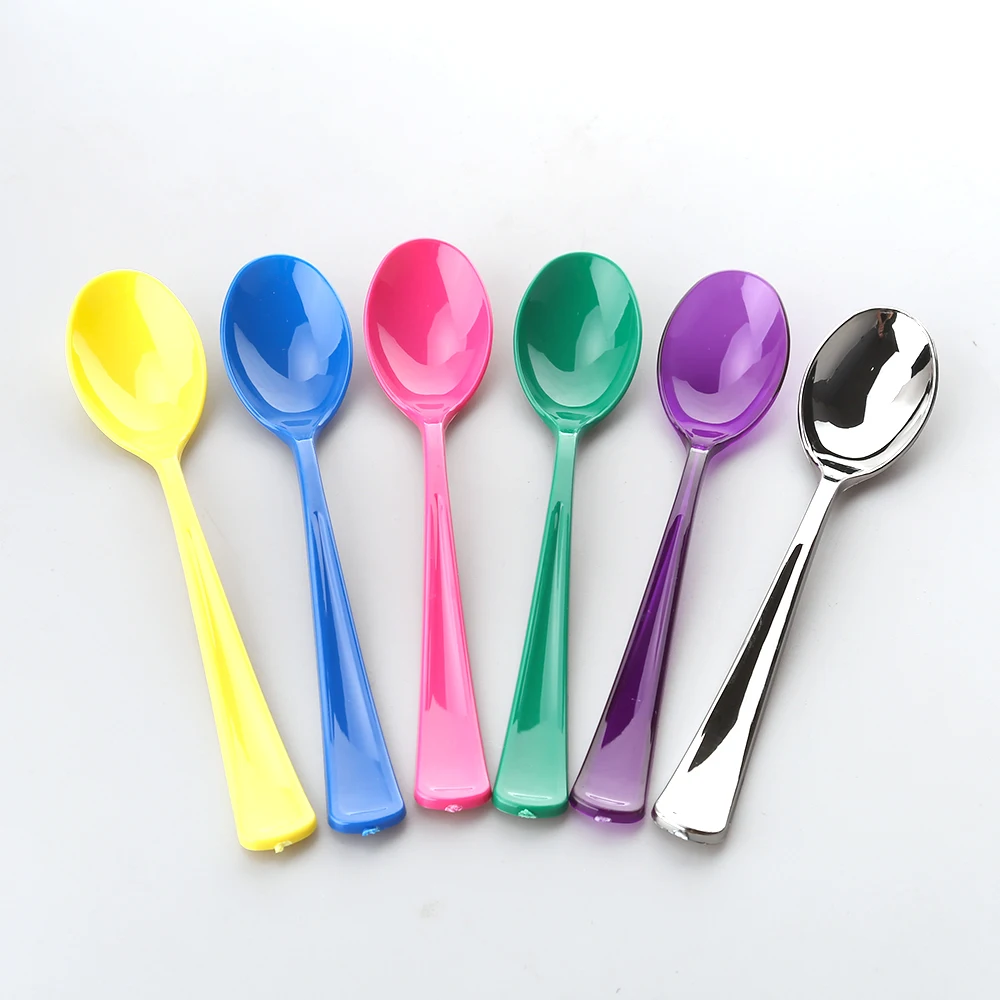 
Good price restaurant salad portable fruits espresso dinner color changing bulk plastic spoons with plastic 
