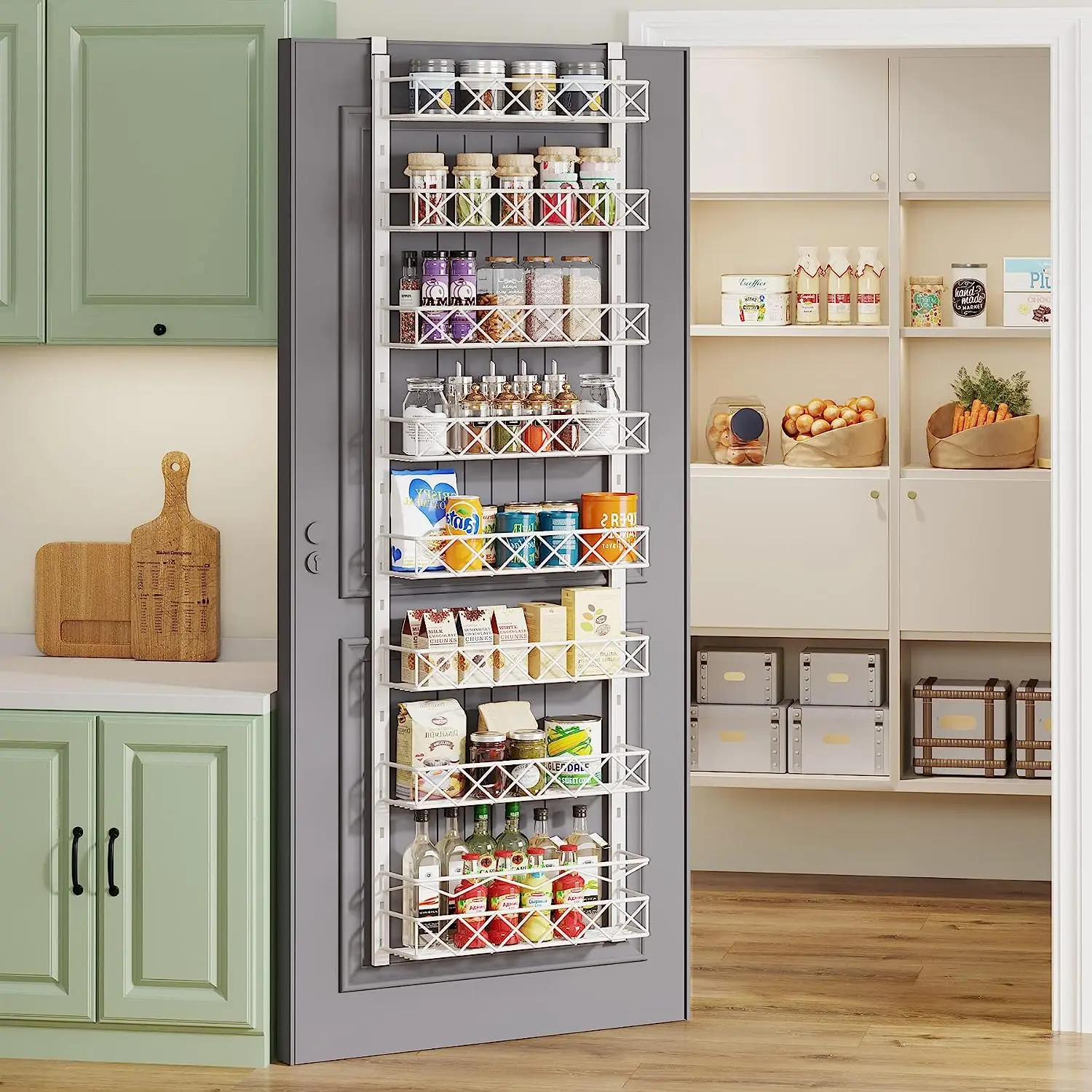 Over The Door Pantry Organizer Rack 8-tier Storage Holders & Racks Adjustable Pantry Organization and Storage Slim Silicone 200