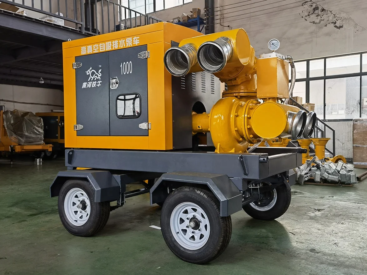 12inch movable diesel engine trash pump self-priming water pump with wheels