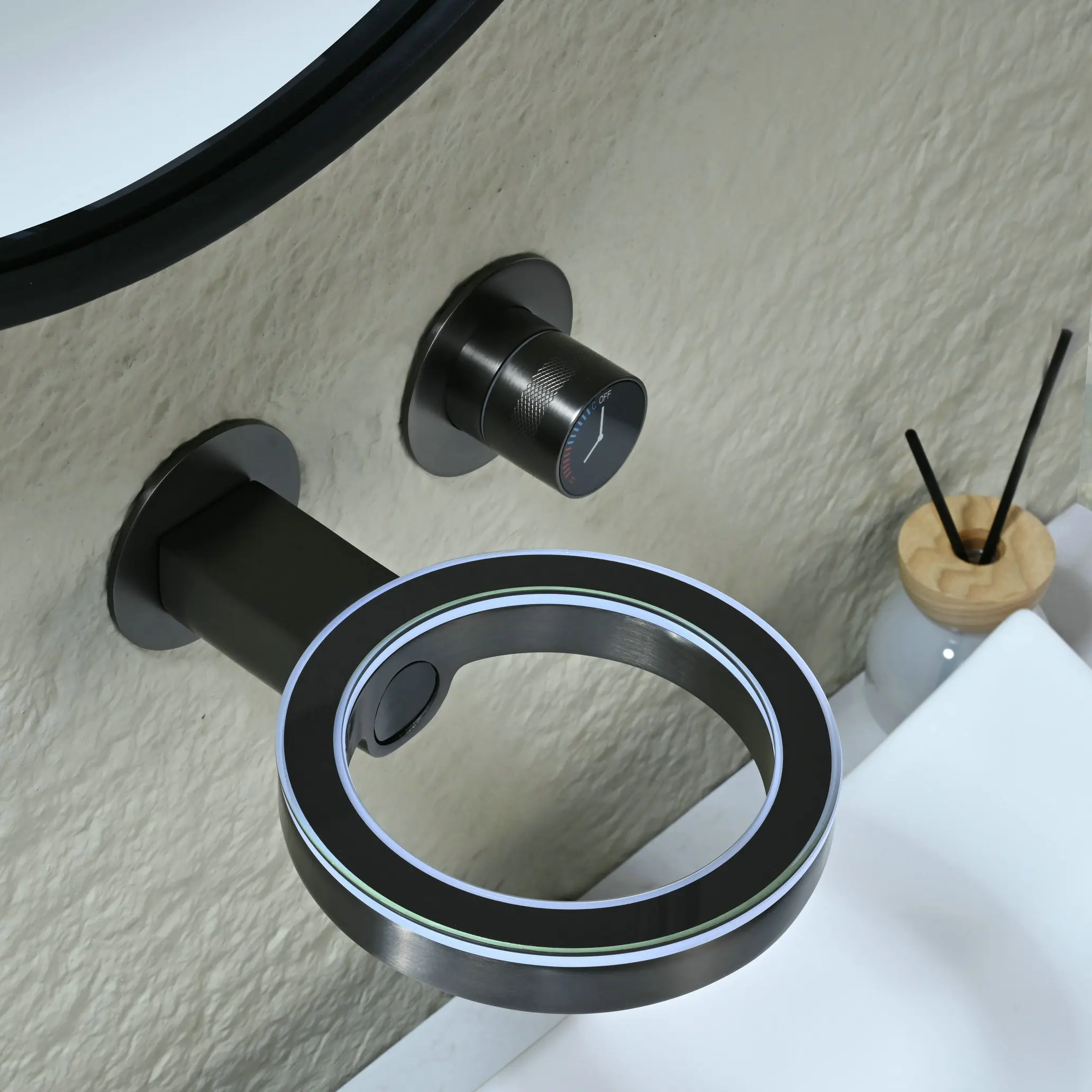 wall mounted vanity basin faucet factory concealed brass bathroom lavatory faucet recessed with digital display