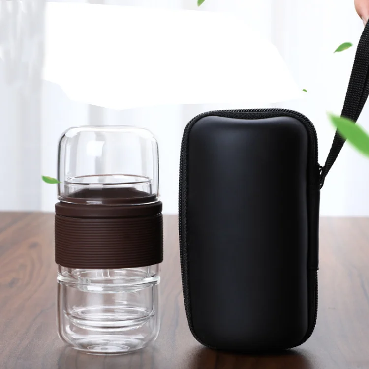 Heat Resistant Portable Travel Glass Tea Set Borosilicate Glass Cup