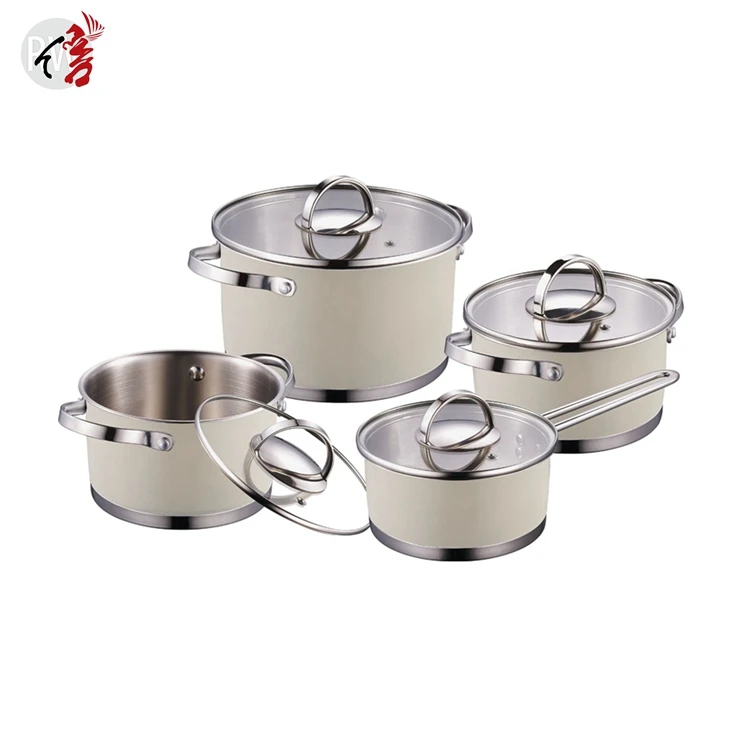 Realwin customized color coating cooking kitchen wares stainless steel cookware set