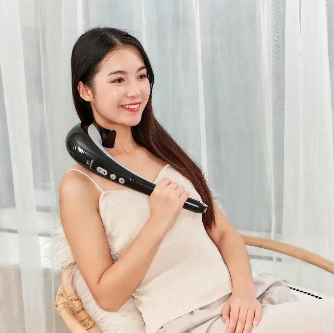 Cordless Handheld Back Massager - Rechargeable Percussion Massage with Heat, Deep Tissue Massager for Neck Shoulder Waist Leg