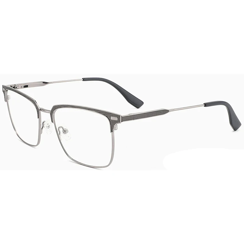 Classic Half Rim Rectangular Shape Metal and Acetate Eyeglasses Frames For Men