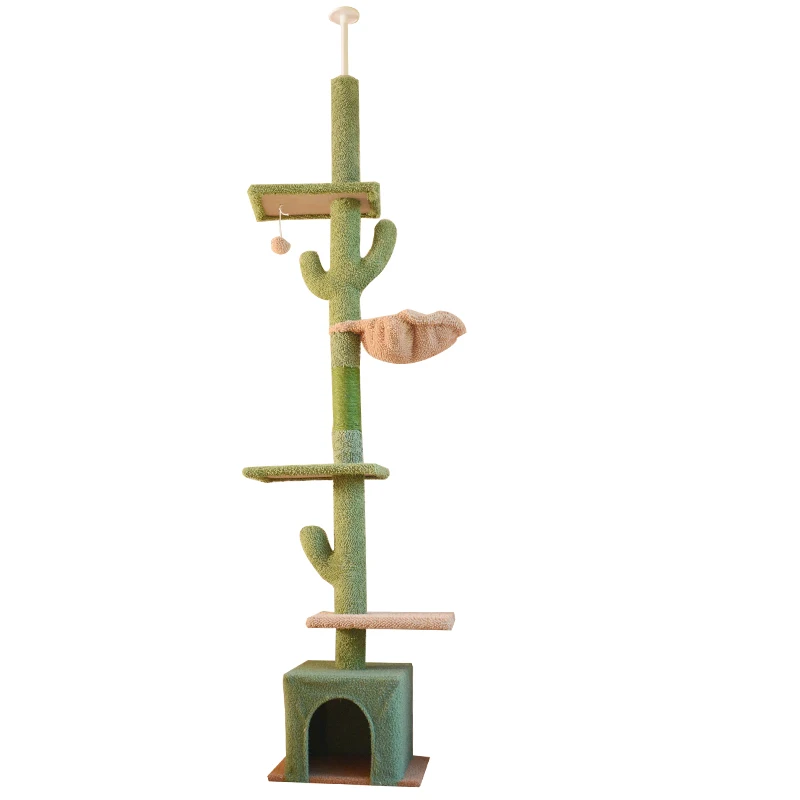 2025 Wholesale Big Luxury Wood Sisal Rope Style Cat House Pet Furniture Cat Trees Modern Wooden Cat Tree Tower