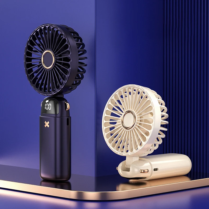 Portable Fan 6 Speeds Personal Fan With Base Digital Display Handheld Desk Fan For Outdoor Indoor