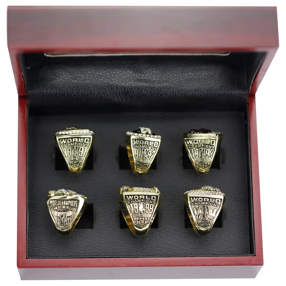Chicago Bulls NBA Championship Ring Set 6 Rings Basketball Championship Rings