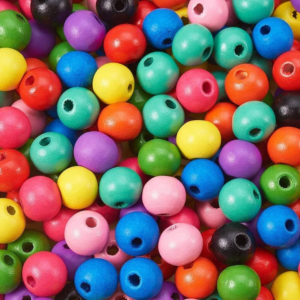 Natural Bulk Round Colorful Craft Round Rosary Beads Wood Beads For Jewelry Making
