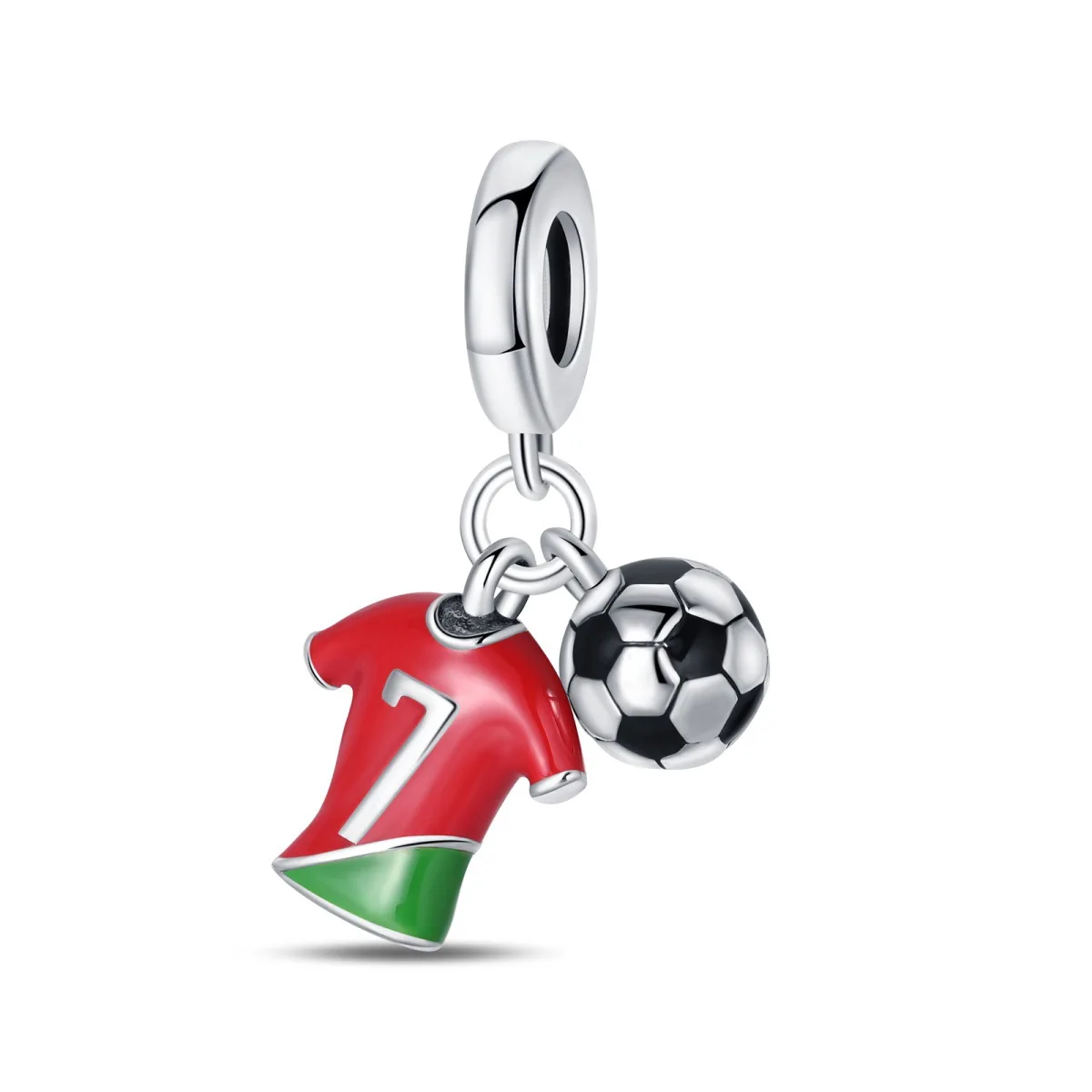 2024 New 925 silver plated  ball shoe charm European Cup soccer  hanging white copper DIY  sports charms for jewelry making
