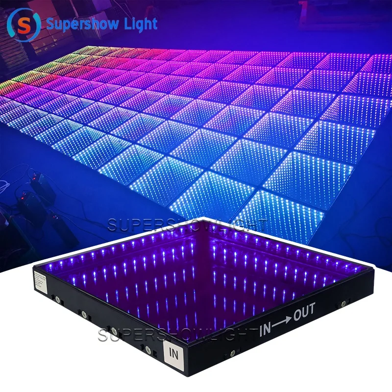Supershow 3d luxurious led dance floor lumineuse led infinity mirror wireless dance floor for dj disco