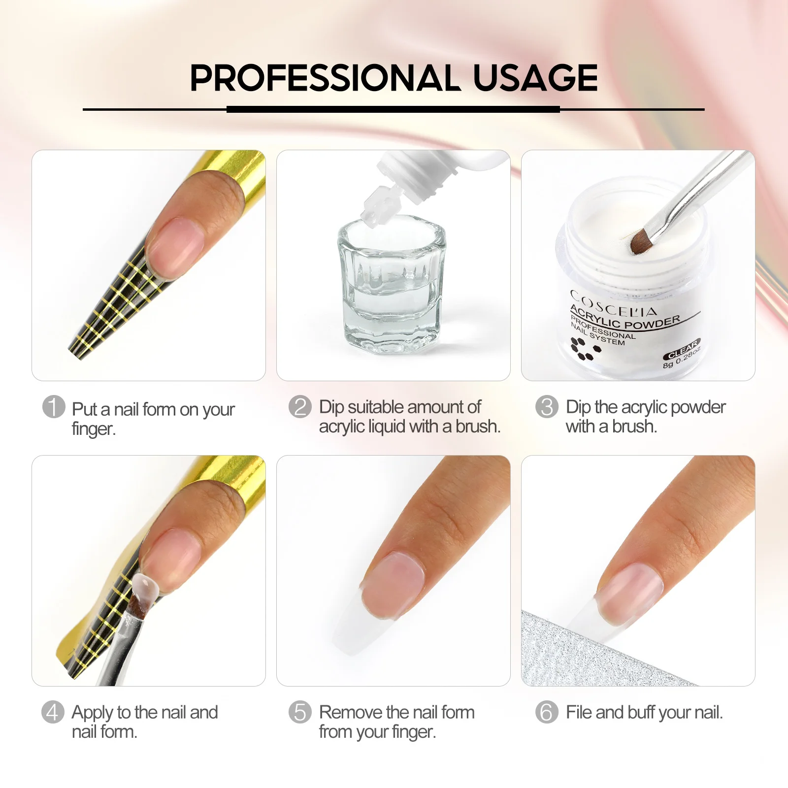 Private Label Natural Fashionable Monomer 80ml EMA Nail Acrylic Liquid Slip Solution COSCELIA Nail Acrylic Powder