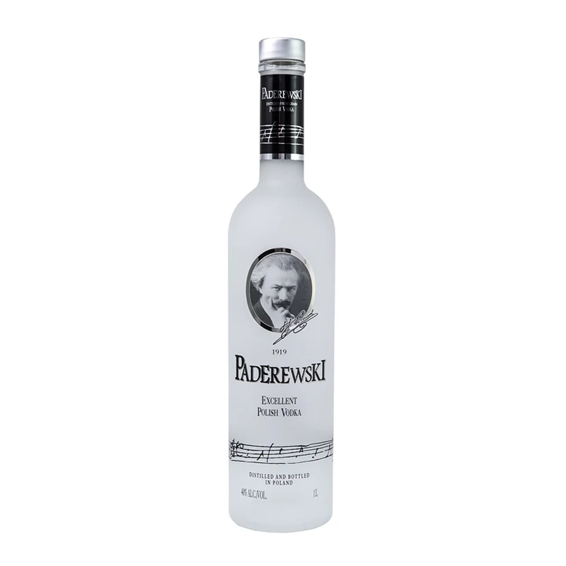 TOP Premium Paderewski vodka liquor expensive appearance 1L custom glass bottle packaging alcoholic beverage