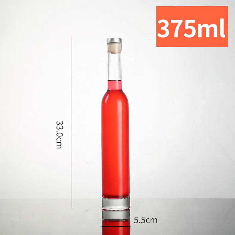 200ml 375ml 500ml 750ml long neck glass wine bottle clear white ice wine bottle with cork