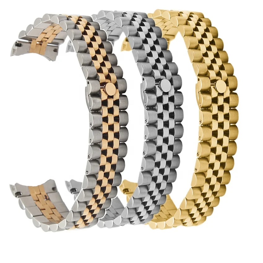 Watch Accessories Steel Strap Male 13mm 17mm 20mm Sports for Rolex Luxury Series 5 Beads Full Solid Strap Watch Band