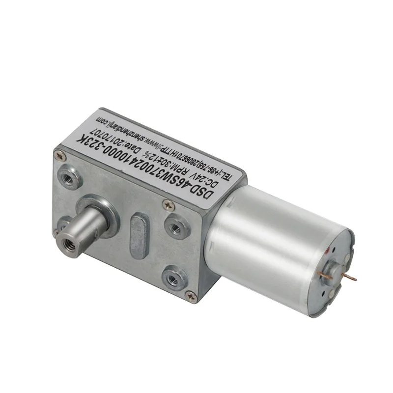 Mini Motor 46SW370 12V 18V DC Electric Worm Gear Reduction Motor High Torque Low Noise Right Angel 1-300rpm