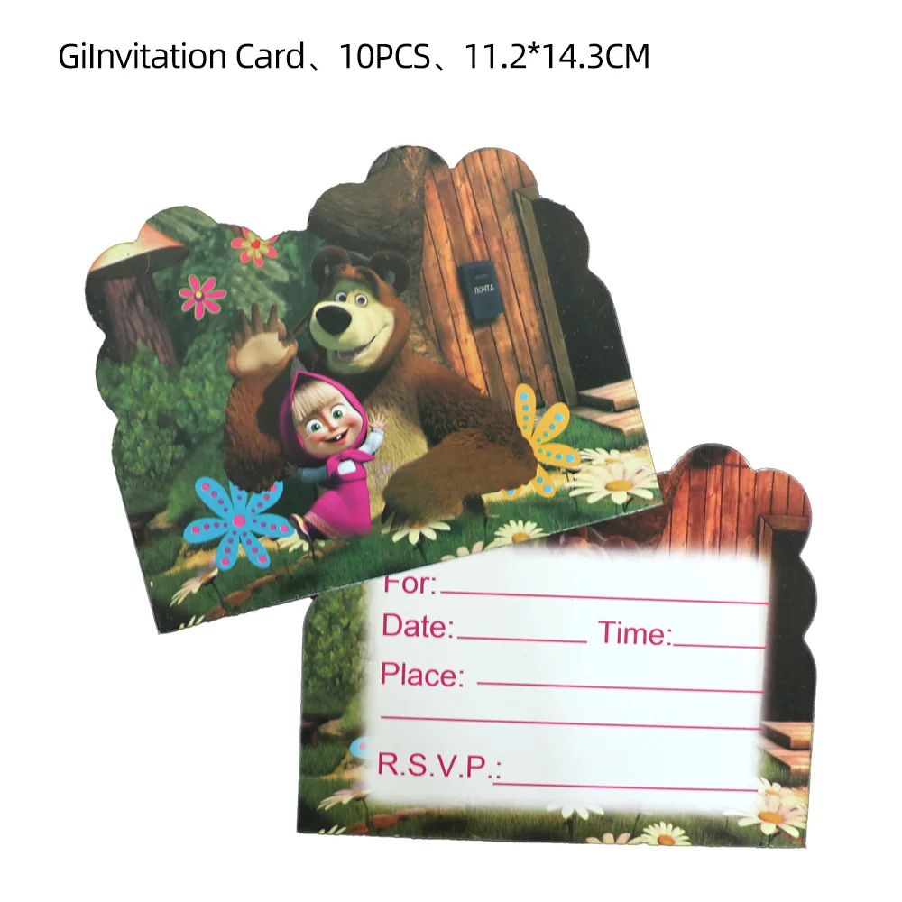 RUI YI Masha And The Bear Banner Balloons Set Cake Topper Pull The Flag Party Globos Ballons For Kid Birthday Party Decorations