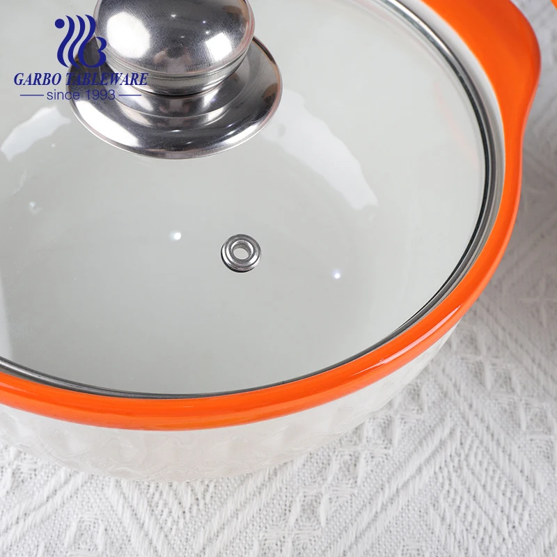 Ceramic Bakeware Set with glass cover baking casserole Dish with Lid Covered Round White Porcelain Casserole Cookware Set