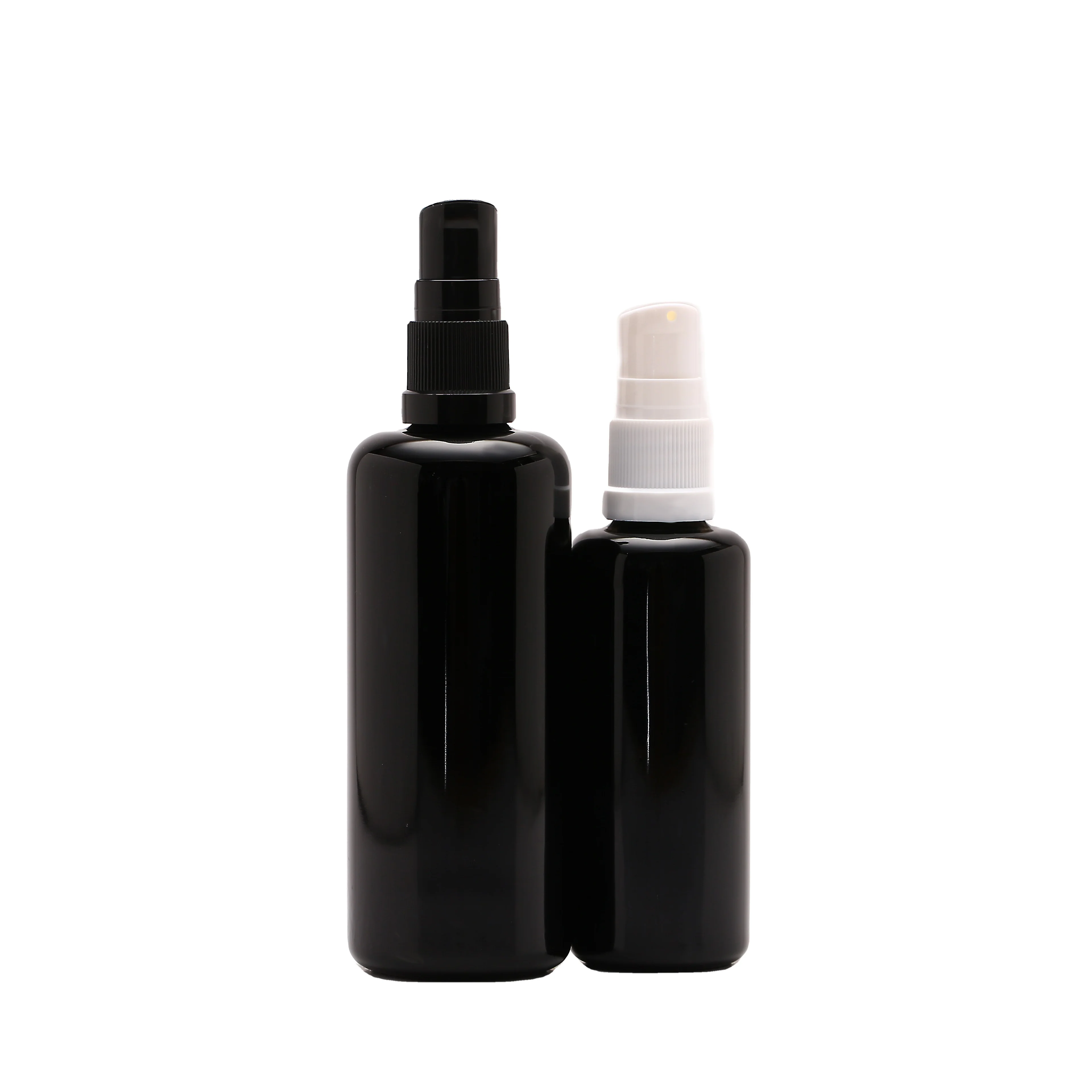 black standard essential oil glass spray bottles with black sprayer cap 100ml Matching customized logo in stock