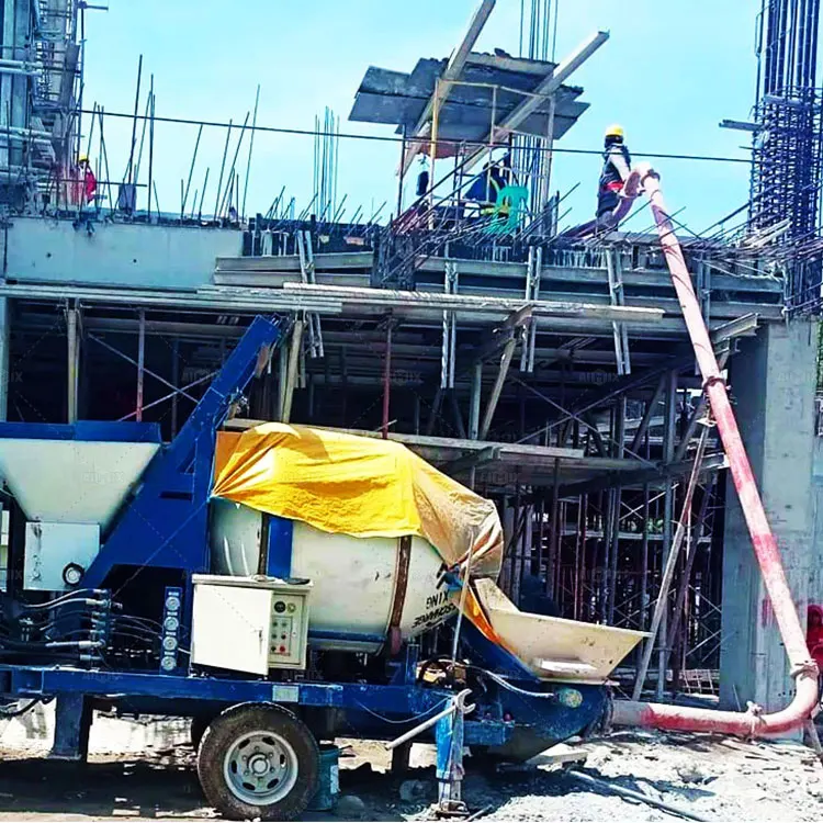 Trailer Small Concrete Mixer And Concrete Pump Together