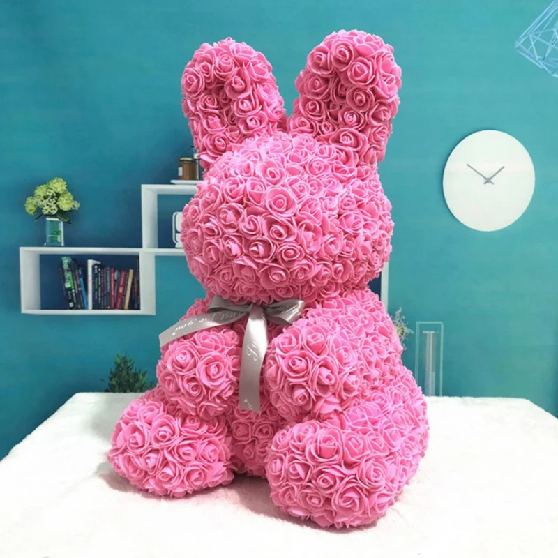 Пользовательские 40 см розы Кролик пасхальные подарки на день матери подарки Тедди Роза кролик на свадьбу День Святого Валентина Декор поставки