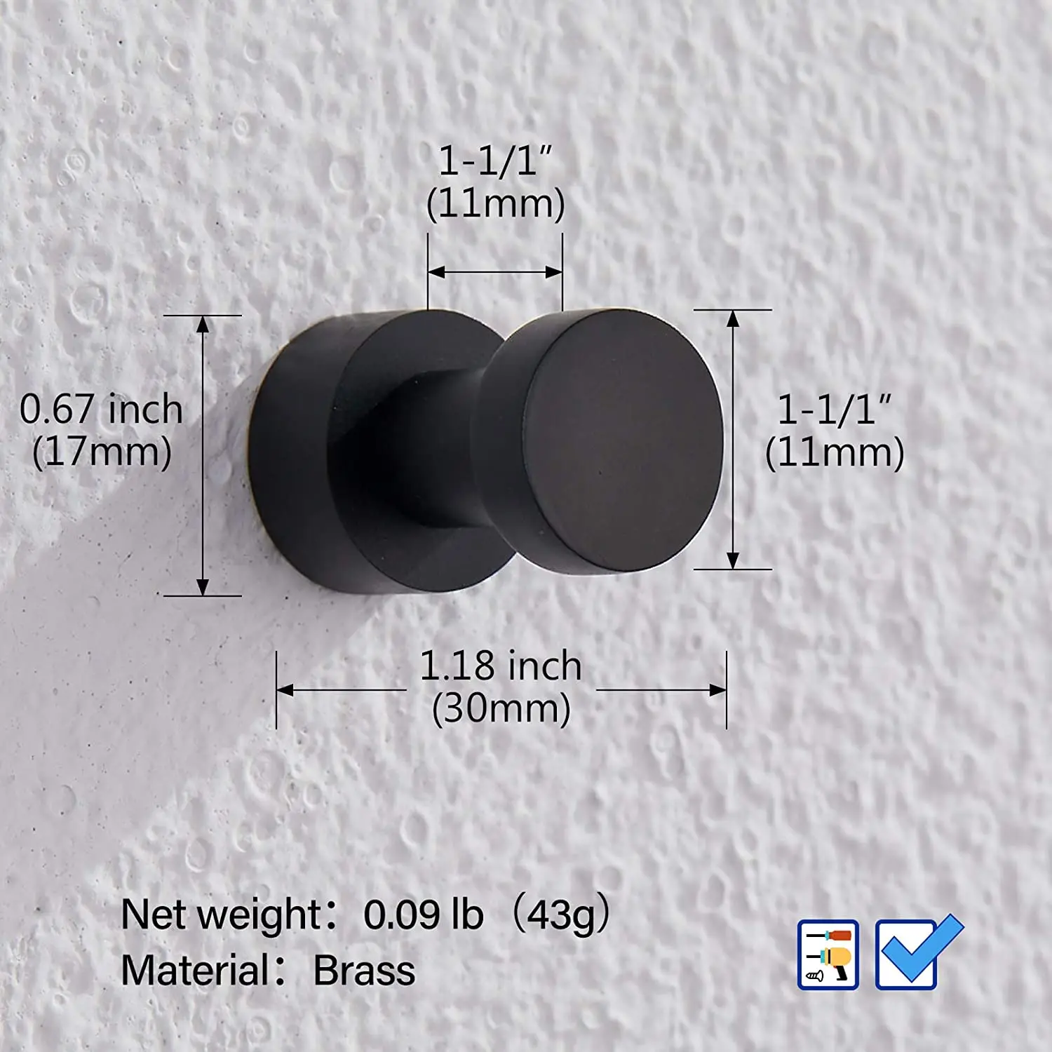 Strong Hold Stainless Steel best Bathroom Metal Coat Wall Hook Metal Hook Bathroom Round Shape Hook