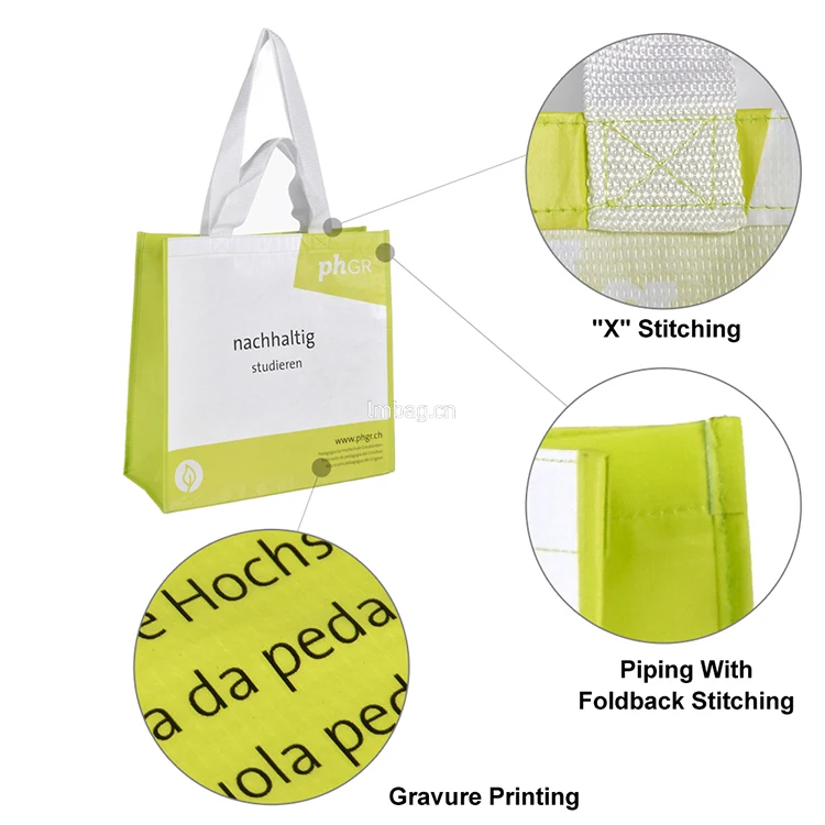 Custom Recycled Water Bottle Rpet Tote Bag Lamination Reusable Rpet Shopping Bag