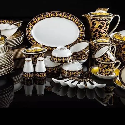 
61pcs New Design Dinnerware Sets Luxury Porcelain Tea Cup And Saucer Fine Bone China Dinner Set 