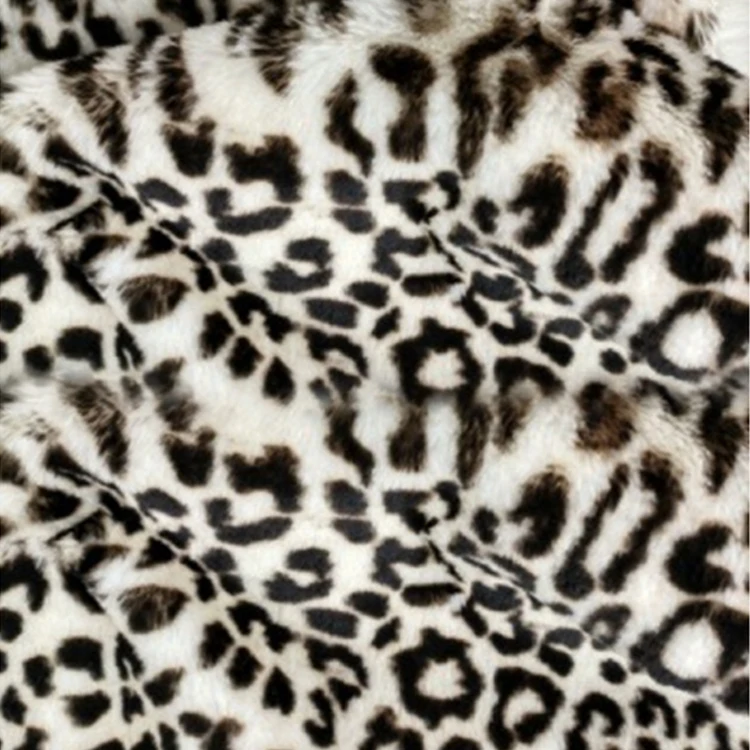 China cheap custom 100% Polyester lining leopard print short hair jacquard knitting fake fur fabric for clothes