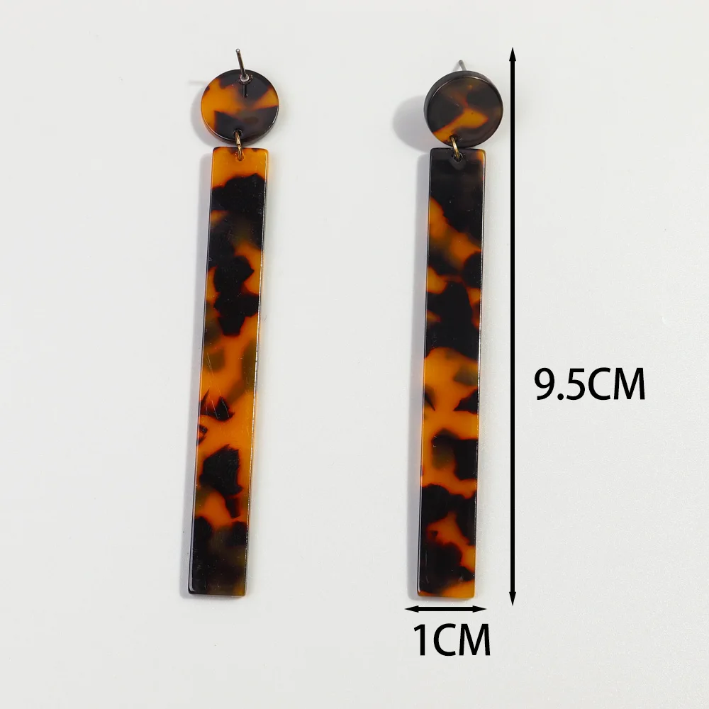 Vintage Temperament Gentle Women Jewelry Leopard Print Acetate Sheet Cut Simple Geometric Long Drop Earrings for Women
