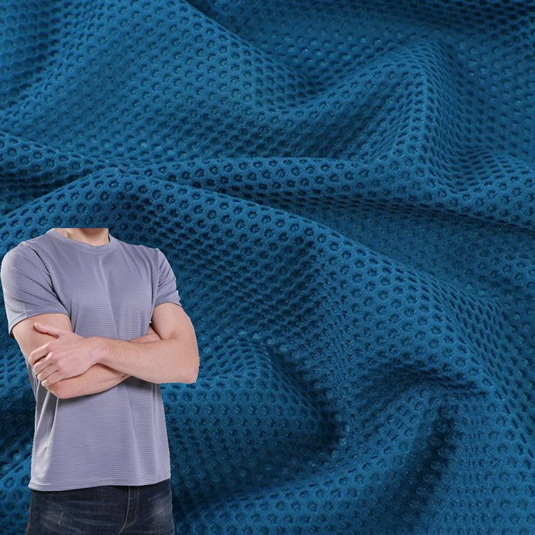 High density 4 way stretch 81% nylon 19% lycra knitting honeycomb mesh yoga sports wear fabric for bra tshirt
