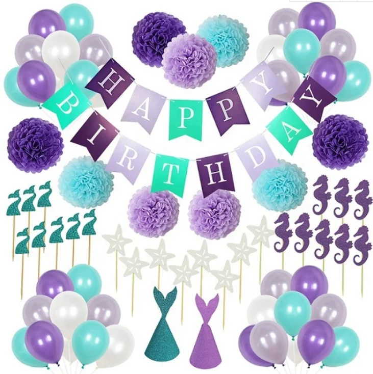 RUI YI Party Decorating Mermaid Balloon Themed Party Mermaid Banner Party Decorating