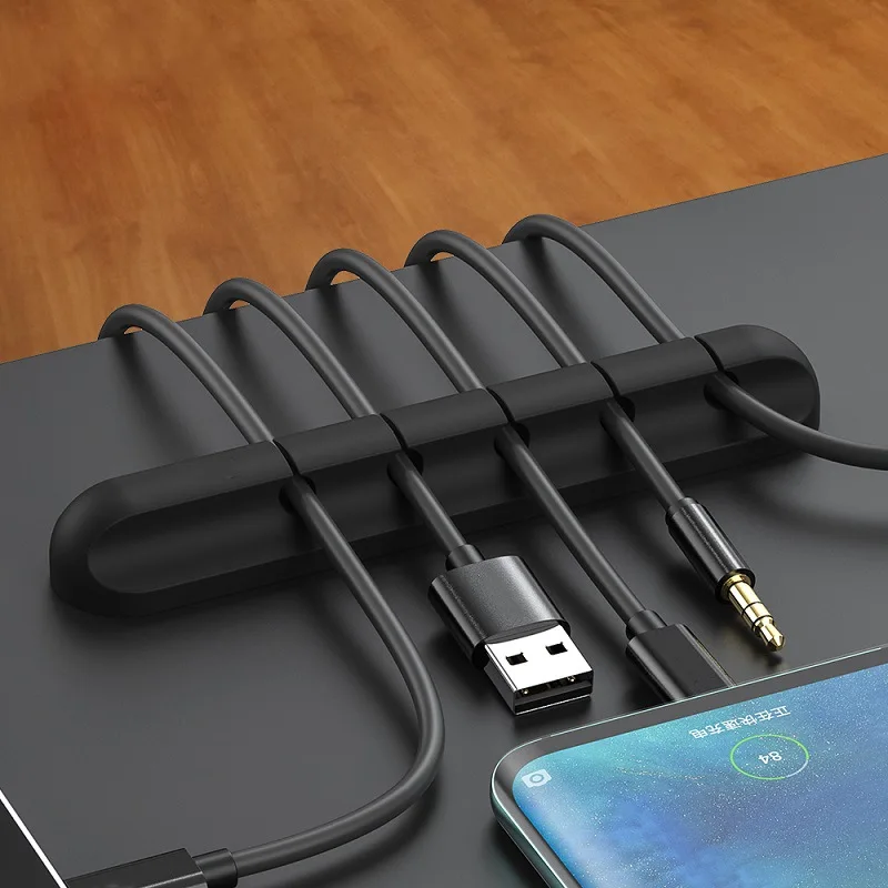 2021 New Silicone Cable Organizer Clamp Desktop USB Cable Clips Winder Tidy Management Holder