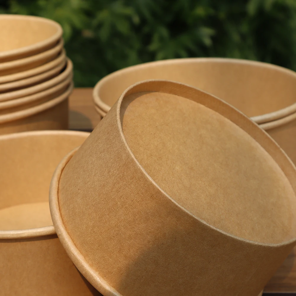 PengYuan Wholesale Custom Printed Disposable Restaurant Use Kraft Paper Noodle Soup Salad Bowl