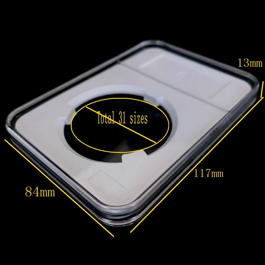 
Acrylic / PC Large Size Coin Display slab / 117 * 84 * 13MM / Large Commemorative Coin Collection Box 
