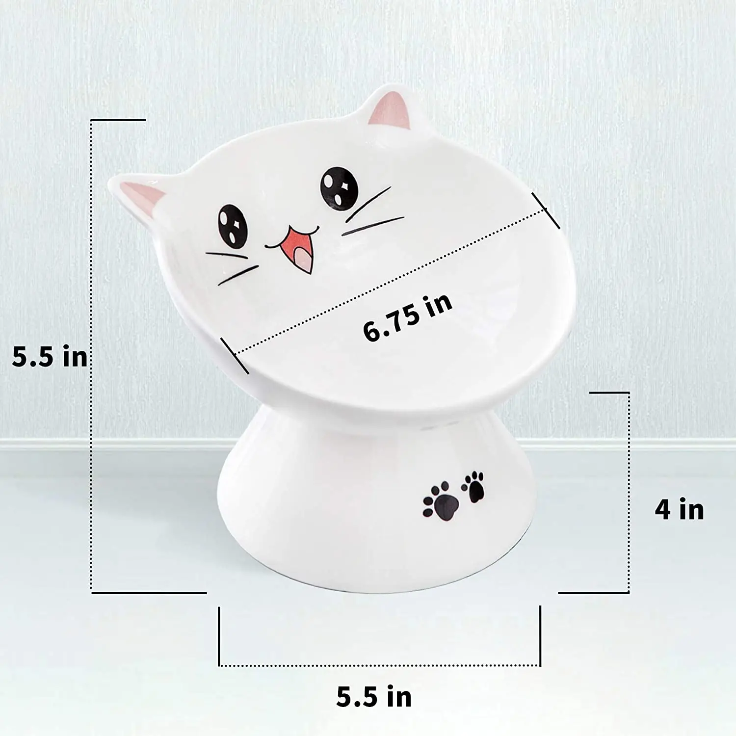 New Arrival Cat Shape Ceramic Raised Pet Dog Cat Bowl For Food And Water Feeding  Bowl  Decor