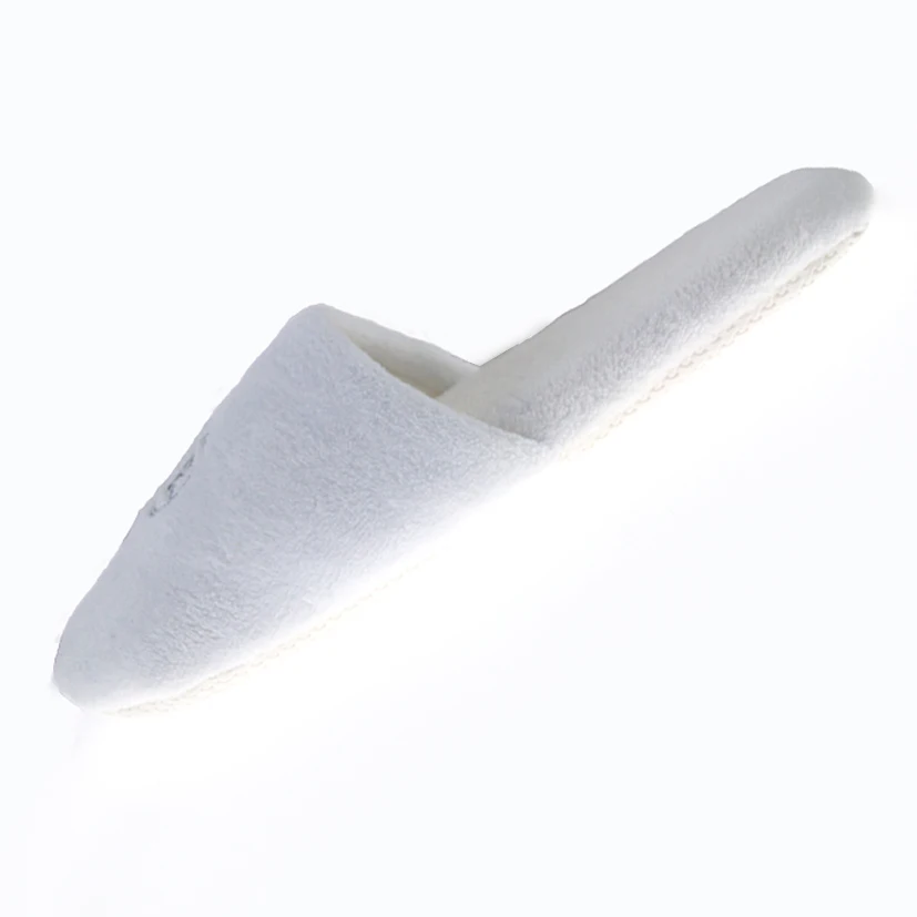 High Quality White Coral Fleece Hotel Slippers Good Price Custom Logo Hotel Disposable Slippers