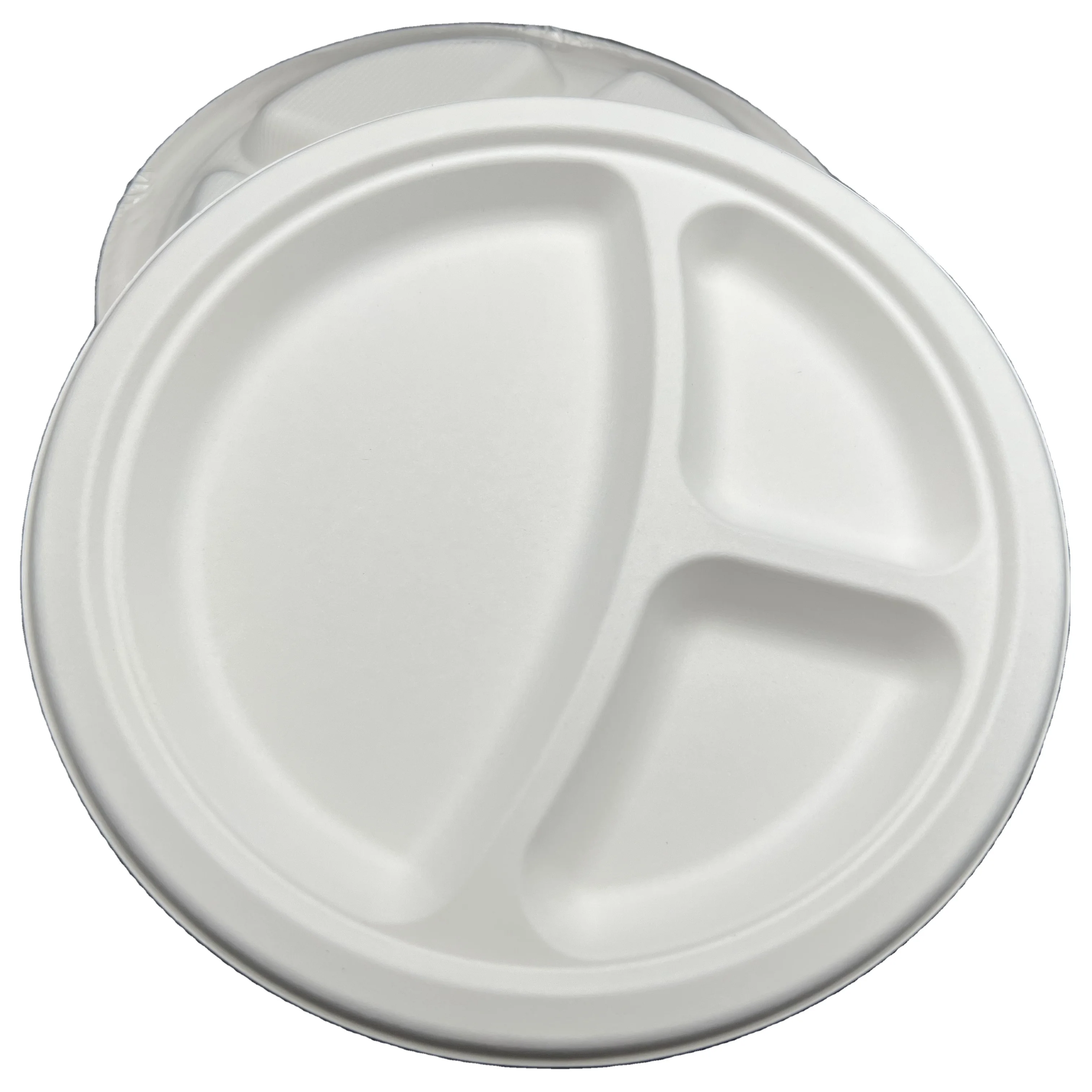 Disposable bagasse Tray Eco Friendly  Dish for Restaurant Biodegradable Sugarcane Pulp Round Food Plates 9 10inch