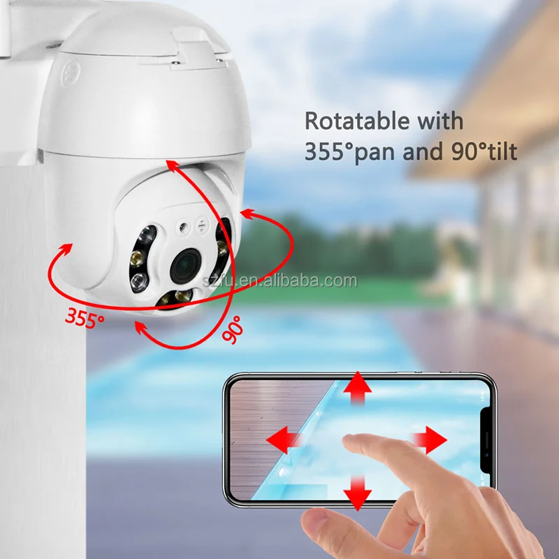 Two Way Audio 1080P 128GB Infrared Zoom Wifi Outdoor 360 Degree Dome PTZ Camera