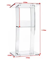 Clear Acrylic Podium for Floor with Open Back and Shelf