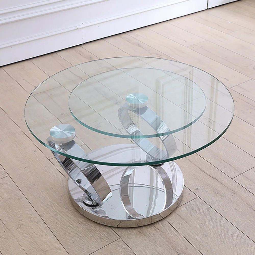 
manufacturer wholesale modern metal extendable rotating folding tempered glass coffee table 