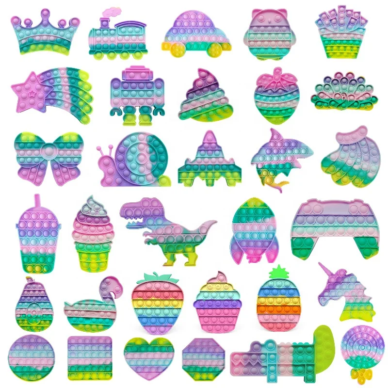 2021 Amazon Hot Sale Silicone Push Bubble Pop Fidget Sensory Stress Release Toy Educational Autism Relief Anxiety Stress Toy